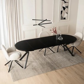 Stół Okrągły Rozkładany LUKAS 100-250 cm Czarny Nowoczesny Loft