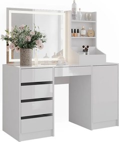 Stół toaletowy biały/biały wysoki połysk 128.2x50.1x76 sherry