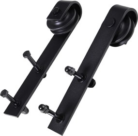 HOMCOM Zestaw szyn gleitowych do drzwi przesuwnych, do 90 kg, stal węglowa, 200 cm, czarny, w zestawie narzędzia