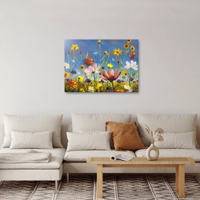 Malowany obraz kwitnącej łąki (70x50 cm)