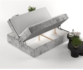 Szare łóżko boxspring ze schowkiem 200x200 cm Yoko – Maison de Rêve