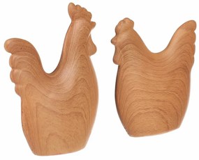 Dekoracje wielkanocne Kura i kogut, 12 x 3 x 14cm, zestaw 2 sztuki, żywica poliestrowa