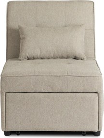 Fotel Wypoczynkowy Rozkładany IBERIS 67 cm Beżowy Tapicerowany Nowoczesny