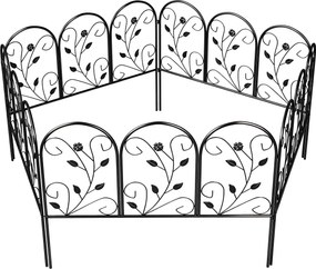 Outsunny Płot ogrodowy z metalu 80 x 60 cm Dekoracyjny płot kratowy zestaw z nogami do ogrodu, kwietników, bariera ochronna Czarny | Aosom PL