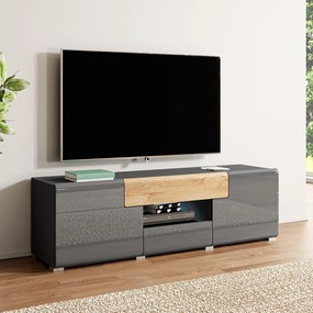 Szafka RTV stojąca IBIZA 159 cm do Salonu pod Telewizor 2 Szuflady - Antracyt