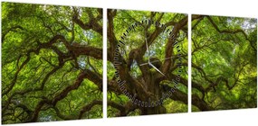 Obraz - Zielone drzewo (z zegarem) (90x30 cm)