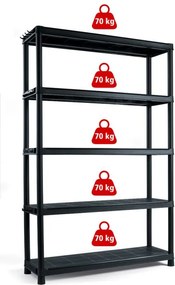 Półka otwarta z tworzywa szt.PLUS 120/5 - 187 x 120 x 40 cm