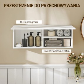 HOMCOM Szafka łazienkowa wisząca z unoszonymi drzwiami, siłownik gazowy, półka 80 x 25 x 30 cm biały