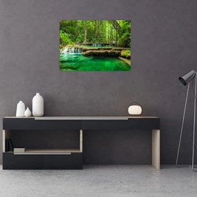 Obraz na szkle - Zielony wodospad (70x50 cm)