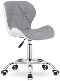 Pikowany szaro-biały obrotowy fotel do biurka F7-T64