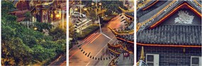 Obraz - Qintai Road, Chengdu, Chiny (z zegarem) (90x30 cm)
