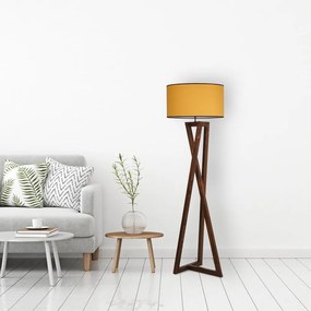 Musztardowo-brązowa lampa stojąca z tekstylnym kloszem (wysokość 149 cm) Maçka – Opviq lights