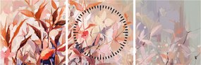 Obraz - Malowanie pastelami jesieni (z zegarem) (90x30 cm)