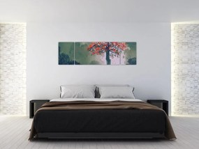 Obraz samotnego czerwonego drzewa (170x50 cm)