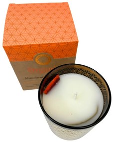 Organiczna świeca kadzidlana Mandarin &amp; BayLeaf 200 g w szklanym słoiczku ze złotą folią