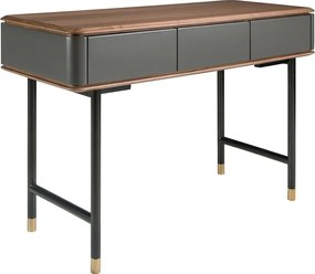 Prostokątna konsola orzech, matowe ciemnoszare drewno i czarna stal 7171 ANGEL CERDA