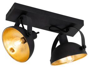 Industrialna lampa sufitowa czarna ze złotem 2-punktowa regulowana - MagnaxPrzemysłowy Oswietlenie wewnetrzne