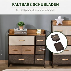 HOMCOM Komoda z 7 szufladami z tkaniny lnianej z metalowym stelażem do salonu, 80x29x78,5 cm | Aosom PL