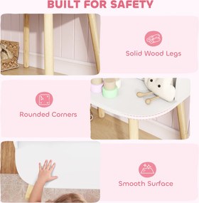 AIYAPLAY Dziecięcy Stolik do Makijażu Zestaw z Taboretem Lustrem Szufladami Drążkami na Ubrania dla 3-8 Lat 56 x 38 x 87,8 cm Biały | Aosom PL