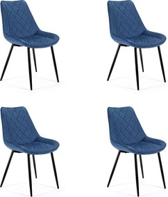 4x Krzesło tapicerowane pikowane welur SJ.0488 Granatowy