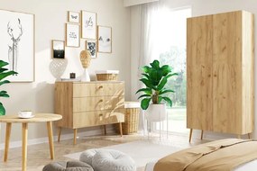 Skandynawska konsola toaletka boho dąb craft złoty - Geza 5X