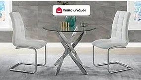 Stół jadalniany COSIMA – 4-osobowy – szkło hartowane i metal chromowany