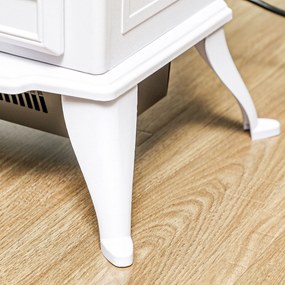 HOMCOM Elektryczny piec-kominek 1000/2000 W, dekoracyjny kominek z efektem płomienia LED, biały | Aosom PL