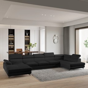 Masseno Narożnik MONTIVA z funkcją spania i pojemnikiem na pościel Narozniki U, Rozkładana sofa - Czarny, QUELLE 100