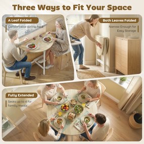 HOMCOM Składany stół do jadalni, okrągły stół o średnicy 80 cm z ramą stalową, miejsce dla 2-4 osób, wygląd naturalnego drewna | Aosom PL