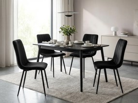 Czarne aksamitne krzesło LAVA ONYX z czarnymi nogami