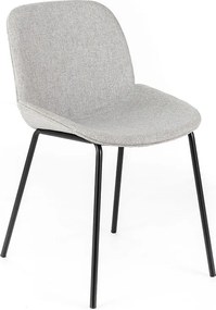 Zestaw 4 krzeseł do jadalni "Sami" w jasnoszarym materiale z eleganckimi, nowoczesnymi, malowanymi metalowymi nogami