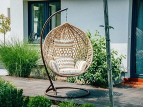 Jasnobrązowy fotel wiszący TROPIKAL ze stojakiem