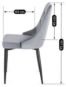 Krzesło Tapicerowane do Salonu CORK Szare Welurowe Nowoczesne Loft