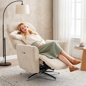 HOMCOM Fotel relaksacyjny elektryczny regulowany, fotel z funkcją leżenia, 2 silniki, obrotowy fotel TV z portem USB | Aosom PL