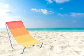 Składany leżak turystyczny w pomarańczowe pasy D0-F12