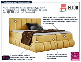 Żółte welurowe łóżko kontynentalne 5 rozmiarów L5-G32