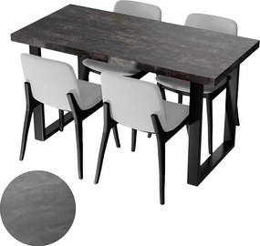 Stół Kuchenny Do Jadalni Loft Kolory Beton Ciemny Czarne Nogi