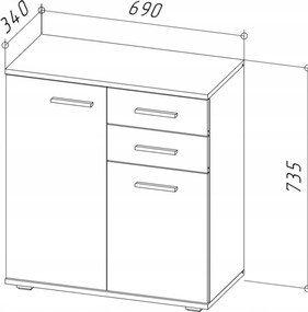 Kaszmirowa komoda z 2 szufladami L9-N28
