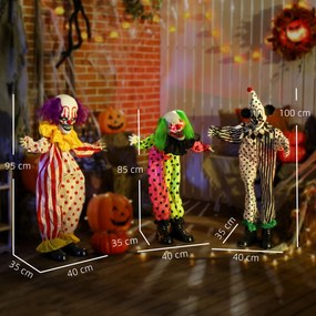 Outsunny Układane w stos animatroniczne klauny Halloween z czerwonymi świecącymi oczami do rekwizytów na imprezy wewnątrz | Aosom PL