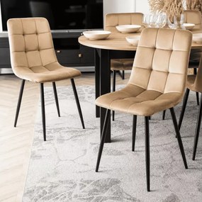 Zestaw stół okrągły rozkładany Confetti dąb craft 102-142 cm + 6 krzeseł Grappo beż