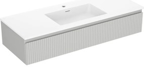 Mexen Rivel szafka łazienkowa 120 cm z umywalką Otis, 1 szuflada, ryflowana , szara mat/biała mat - 91A20-12023-1-BF62-W18M01