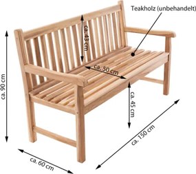 Ławka ogrodowa DIVERO 3-osobowa drewniana 150 cm
