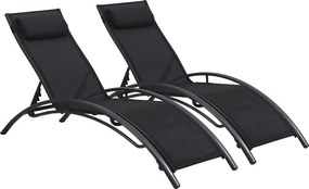 Zestaw 2 aluminiowych lezaków Beauty "Phoenix" w kolorze czarnym