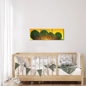 Obraz - Serce w koronach drzew (z zegarem) (90x30 cm)