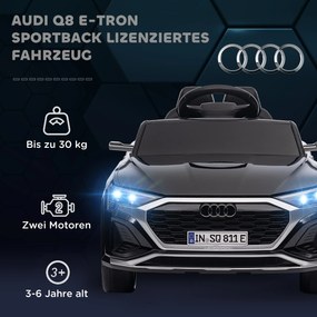 AIYAPLAY Elektryczny samochód dziecięcy, 12V Audi Q8, 3-5 km/h, pilot, reflektory, muzyka, Czarny