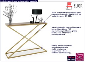 Nowoczesna konsola z metalowym stelażem złoty + dąb lancelot - Ergik 3X