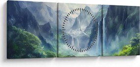 Obraz - Dolina wodospadów (z zegarem) (90x30 cm)