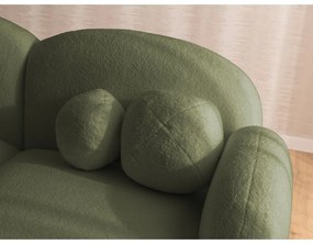 Zielony narożnik z materiału bouclé (prawostronny/z szezlongiem) Orbit – Ropez