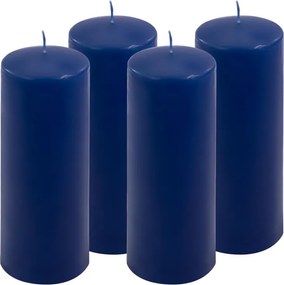 Zestaw świec słupkowych, 20 cm, Ø 7,5 cm, niebieski, 4 szt
