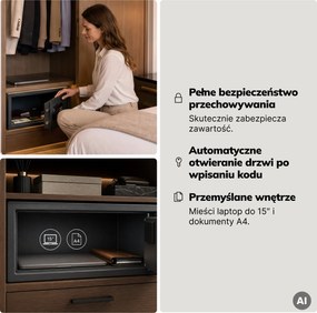 Sejf hotelowy elektroniczny z zamkiem na kod, na laptopa 15″ i dokumenty, 200 x420x370 mm: ALFRED